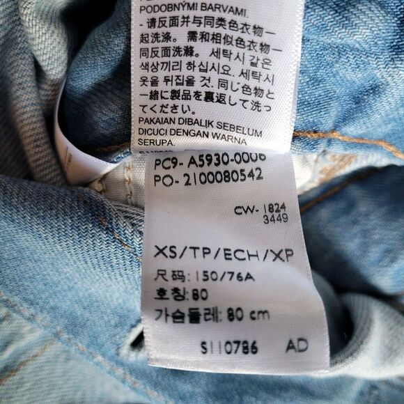 Levi's Denim Coveralls Womens Sz Xsmall Overall Blue Long Sleeve Button Wide Leg - Picture 9 of 10